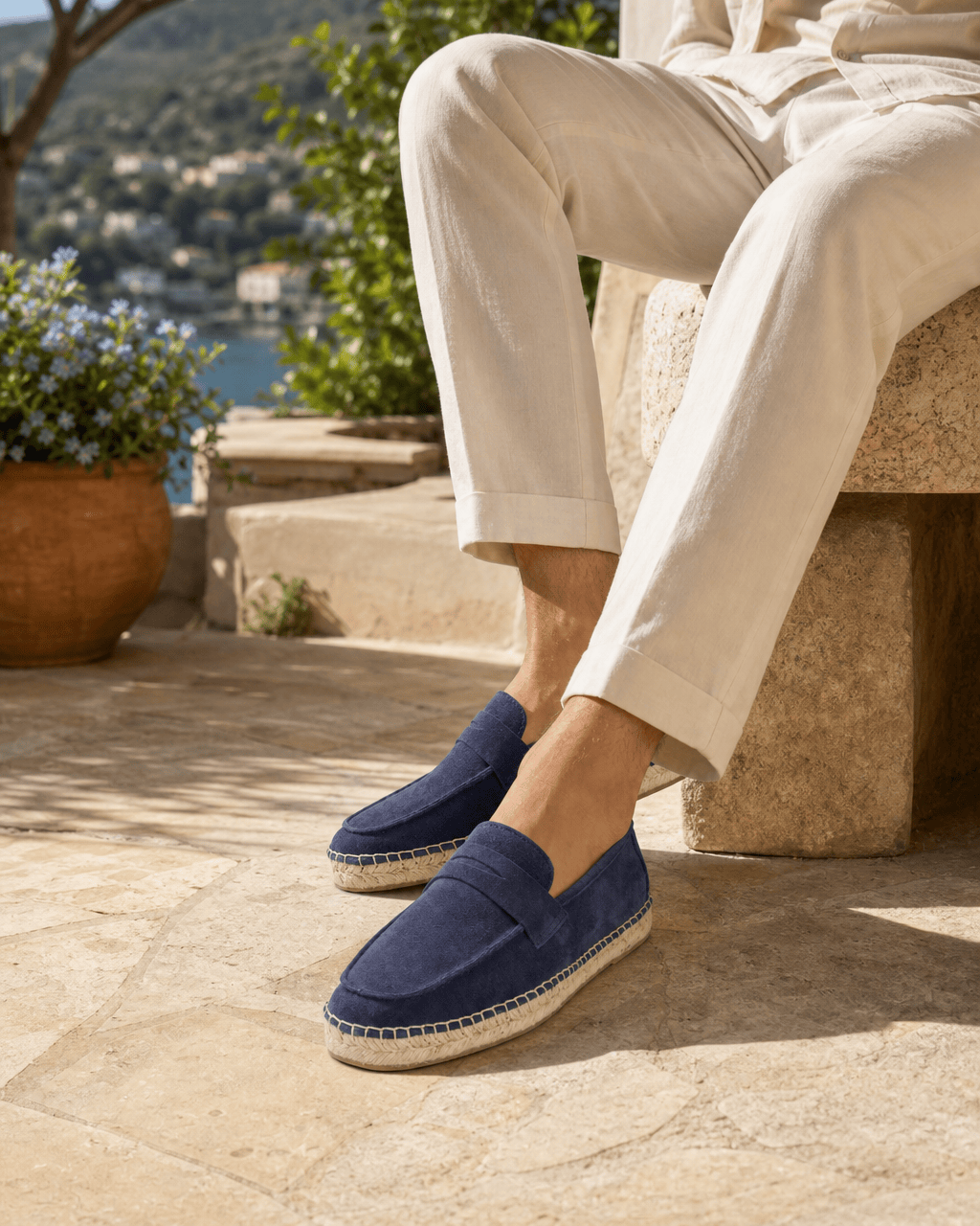 Loafers Signature Cow Suede Woven Espadrille Loafers