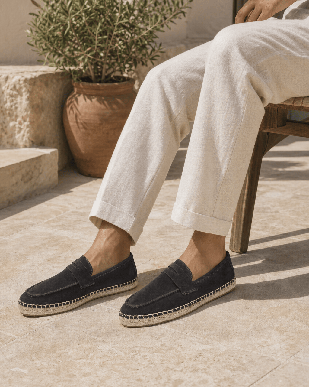 Loafers Signature Cow Suede Woven Espadrille Loafers