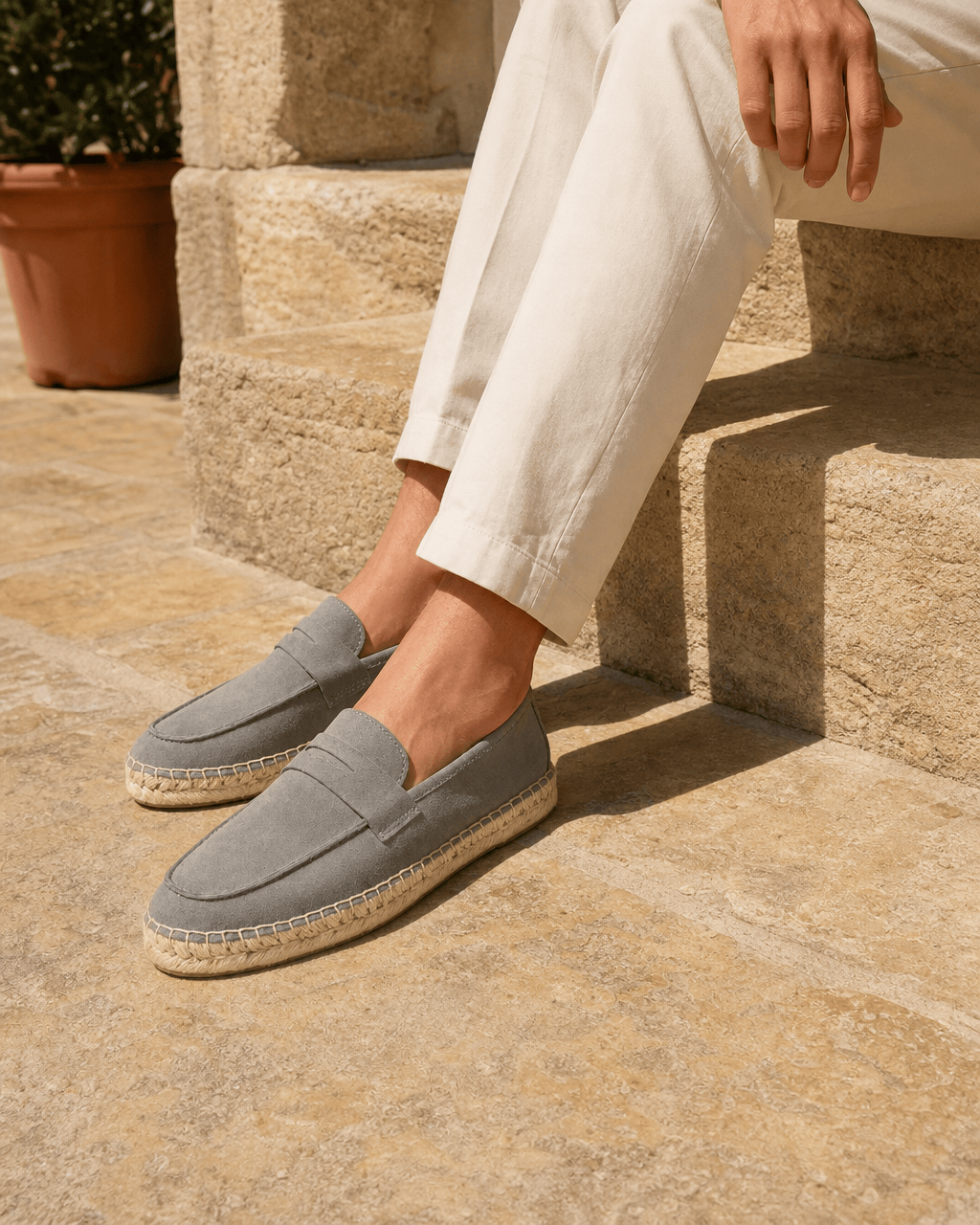 Loafers Signature Cow Suede Woven Espadrille Loafers