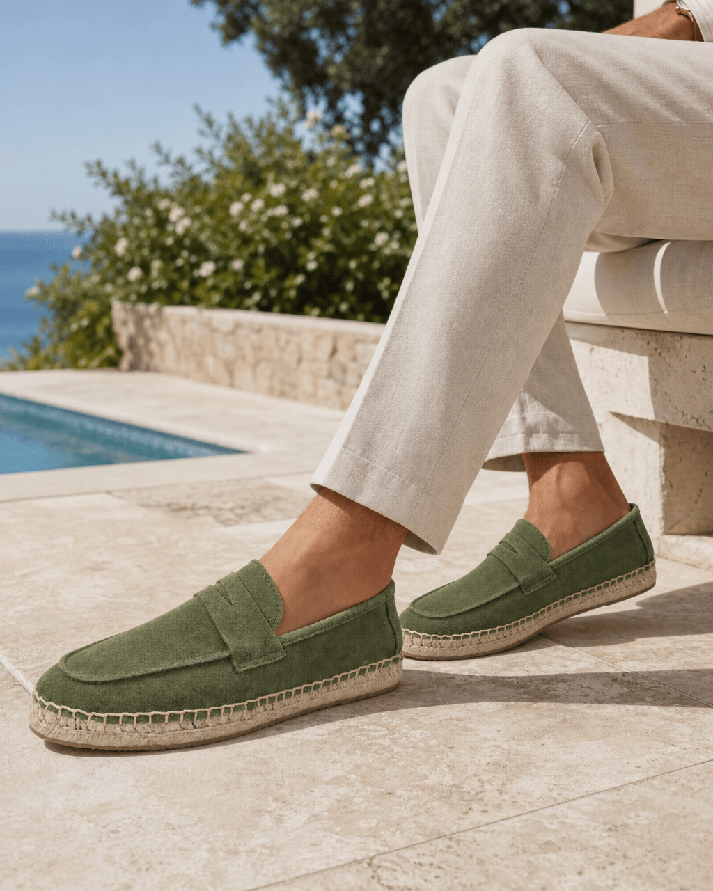 Loafers Signature Cow Suede Woven Espadrille Loafers