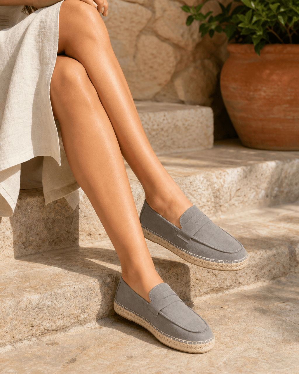 Loafers Signature Cow Suede Woven Espadrille Loafers