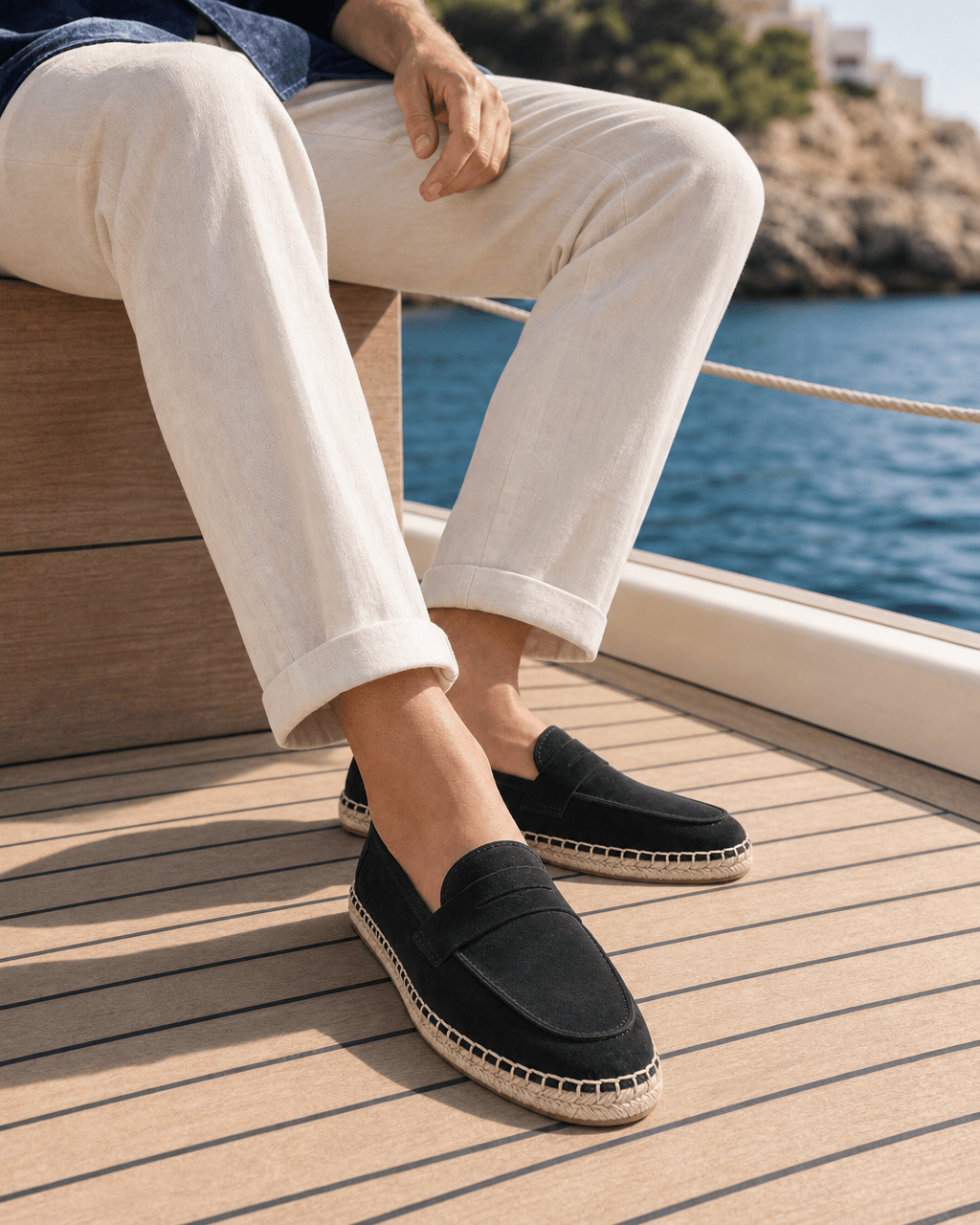 Loafers Signature Cow Suede Woven Espadrille Loafers