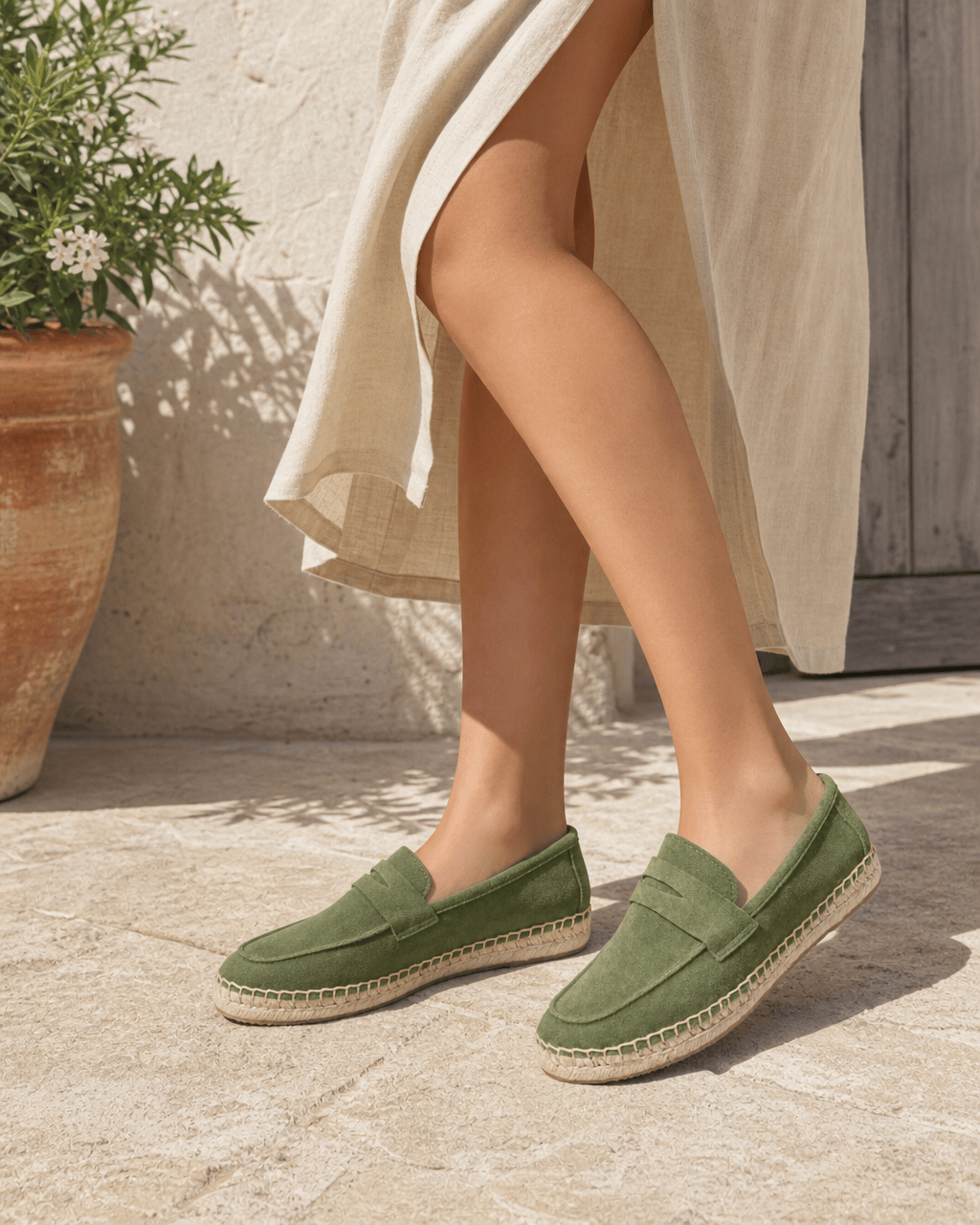 Loafers Signature Cow Suede Woven Espadrille Loafers