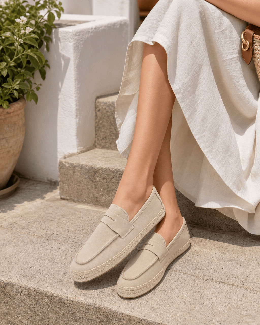 Loafers Signature Cow Suede Woven Espadrille Loafers
