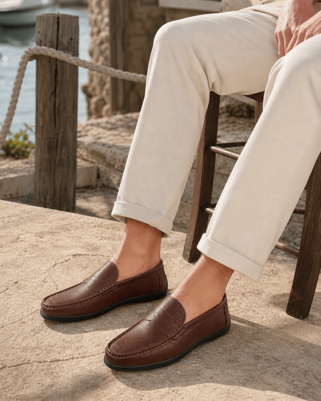Loafers Signature Men's Genuine Leather Round-Toe Loafers