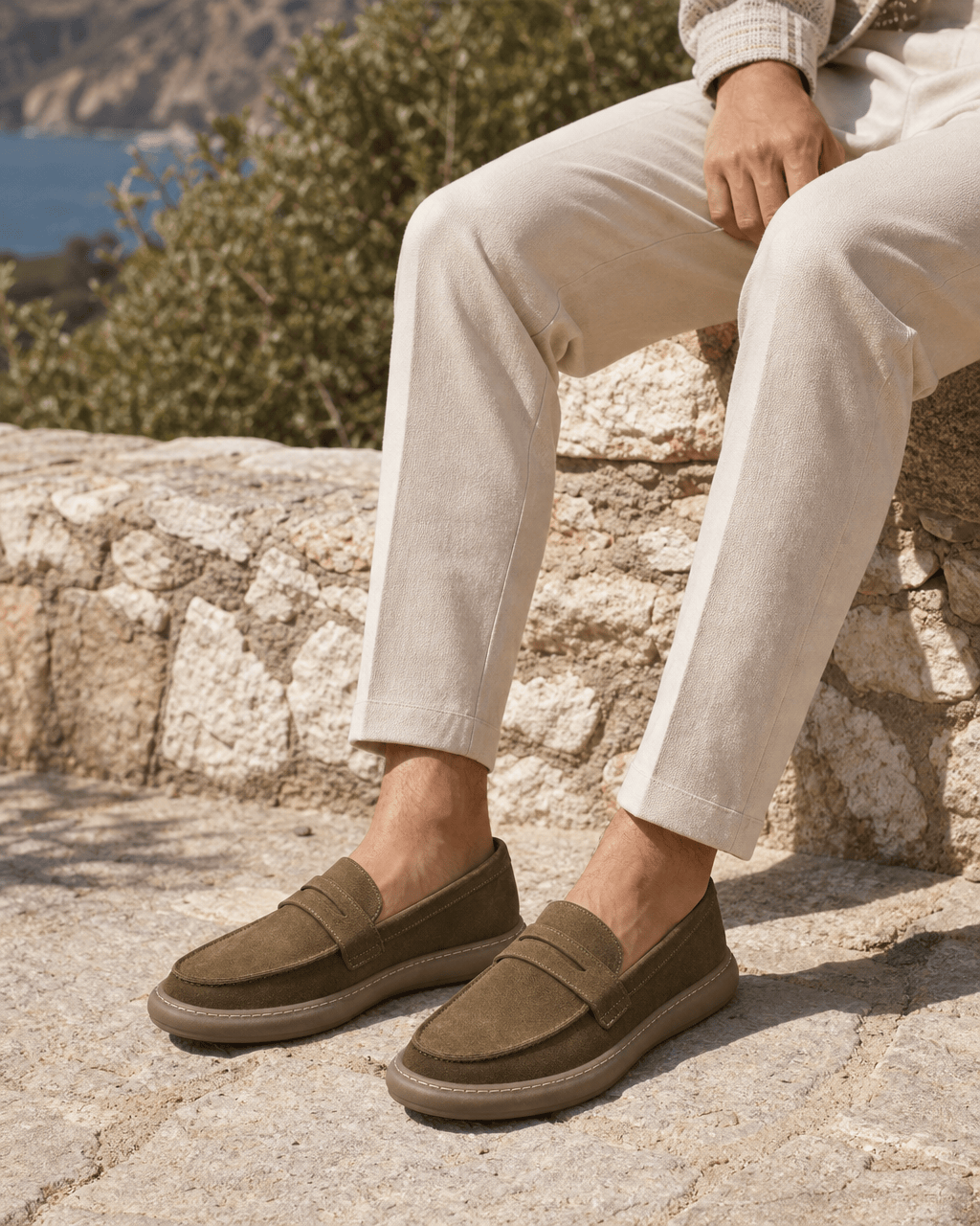 Loafers Signature Men's Suede-Finish Cow Leather Loafers