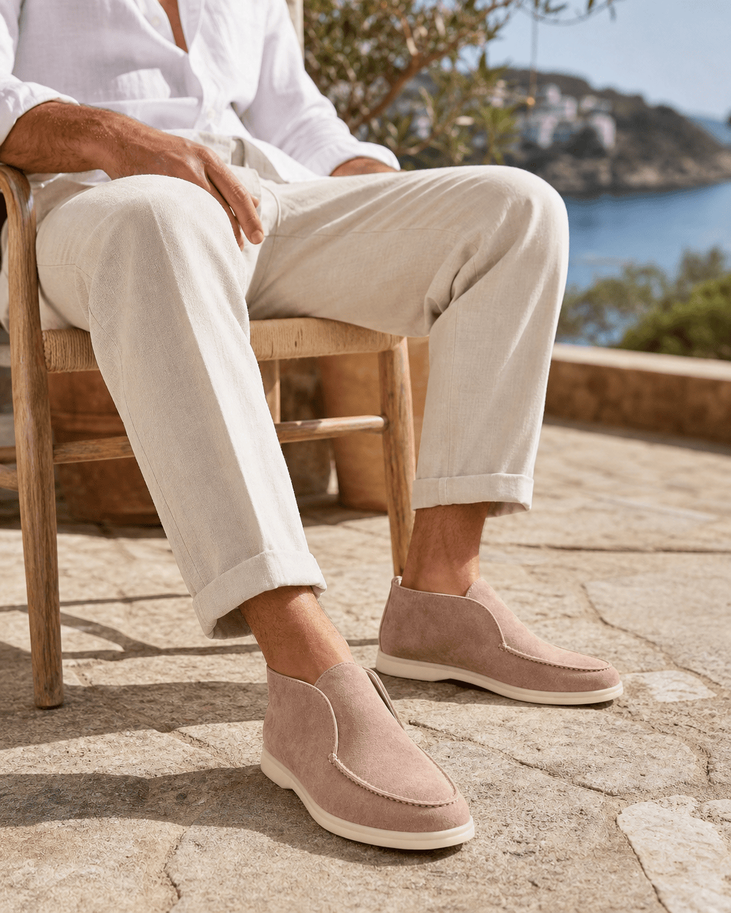 Loafers Signature Men's Suede Leather High-Top Slip-On Boots