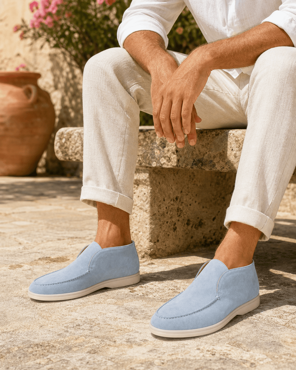 Loafers Signature Men's Suede Leather High-Top Slip-On Boots