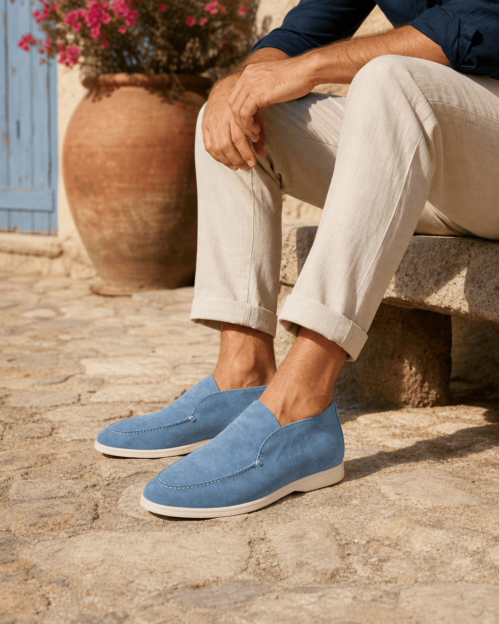 Loafers Signature Men's Suede Leather High-Top Slip-On Boots