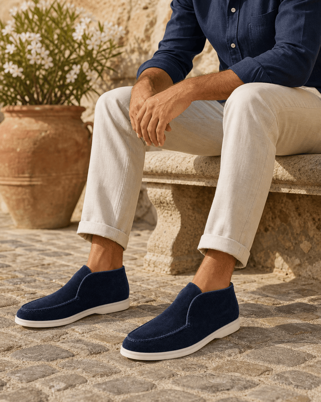 Loafers Signature Men's Suede Leather High-Top Slip-On Boots