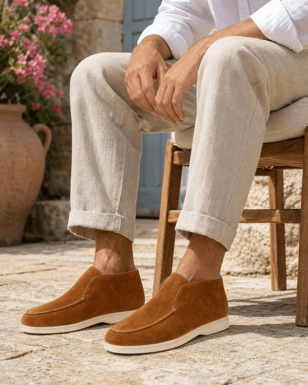 Loafers Signature Men's Suede Leather High-Top Slip-On Boots