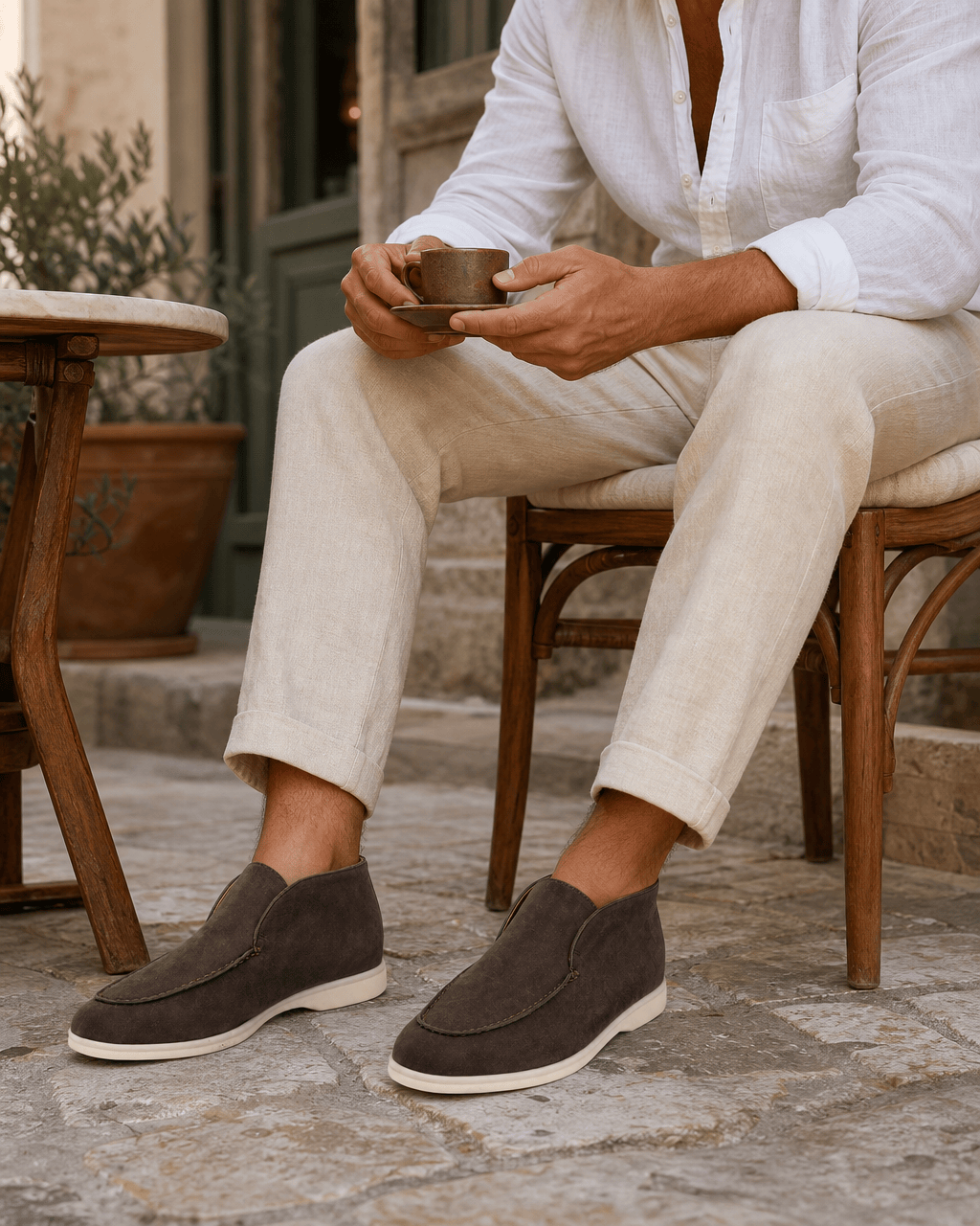Loafers Signature Men's Suede Leather High-Top Slip-On Boots