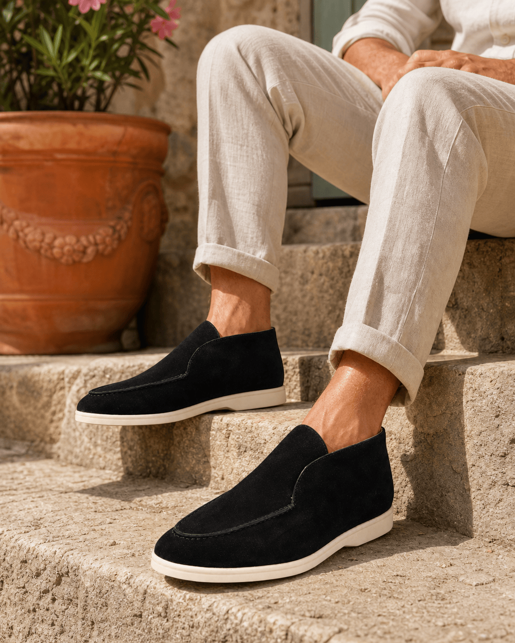 Loafers Signature Men's Suede Leather High-Top Slip-On Boots