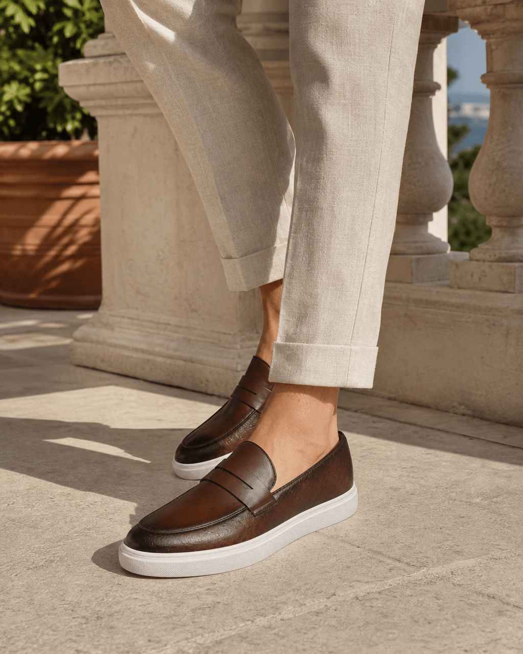 Loafers Signature Men's White-Sole Penny Loafers