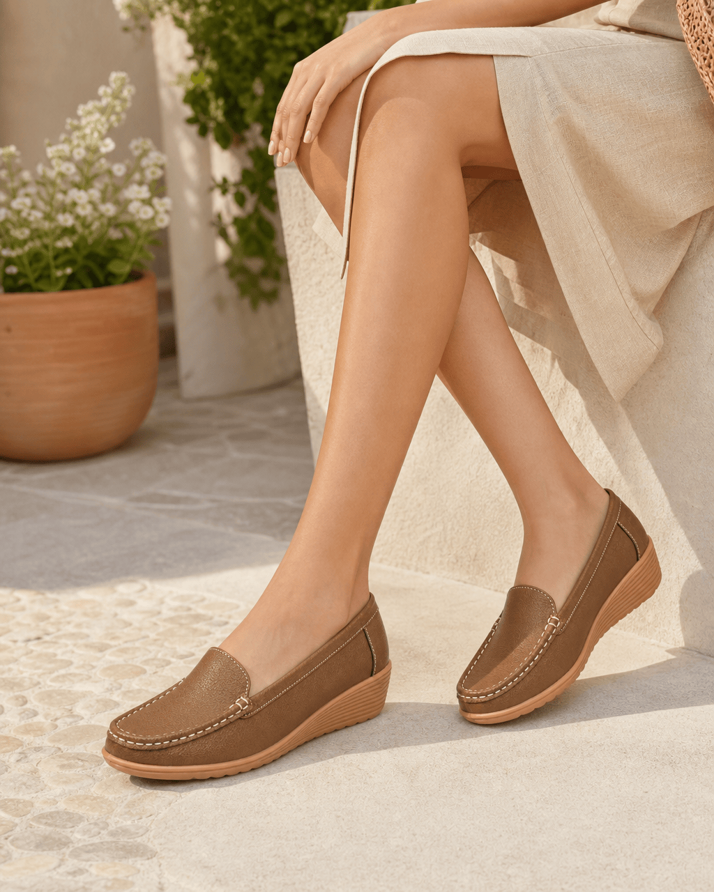 Loafers Signature Women's Split Leather Round-Toe Flats