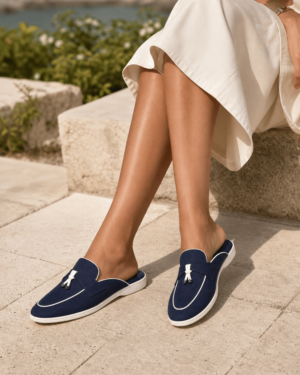 Loafers Signature Women's Suede Backless Tassel Mules